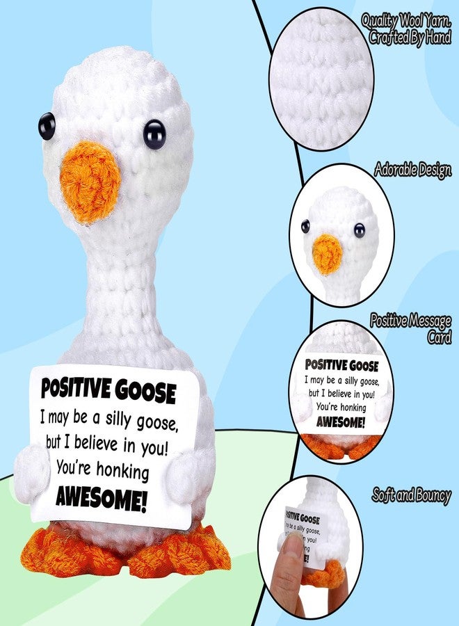 JULEASEL Mini Goose Positive Crochet Animal Emotional Support Crochet Desk Goose with Positive Card for Coworkers Best Friend Encouragement Funny Gifts for Women Men Xmas Party Decor (Goose) - Image 4